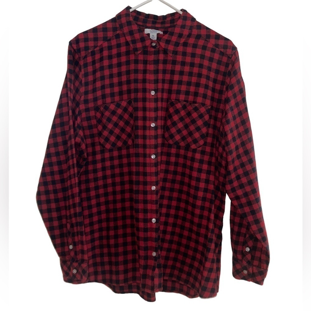 Croft & Barrow Plaid, long sleeve women’s shirt. Size XXL EUC- worn 1x